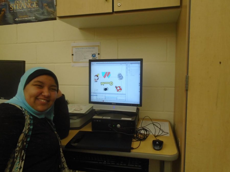 Sophomore+Mariam+Abdelsayed+works+on+her+animation+project.+