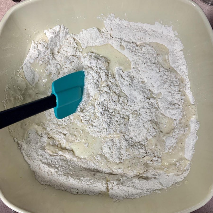Using a spatula, mix just until combined.