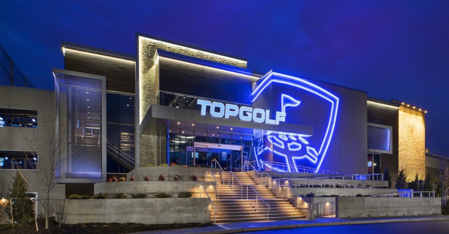 A nighttime view of Topgolf's Edison location on Route 1 south.
