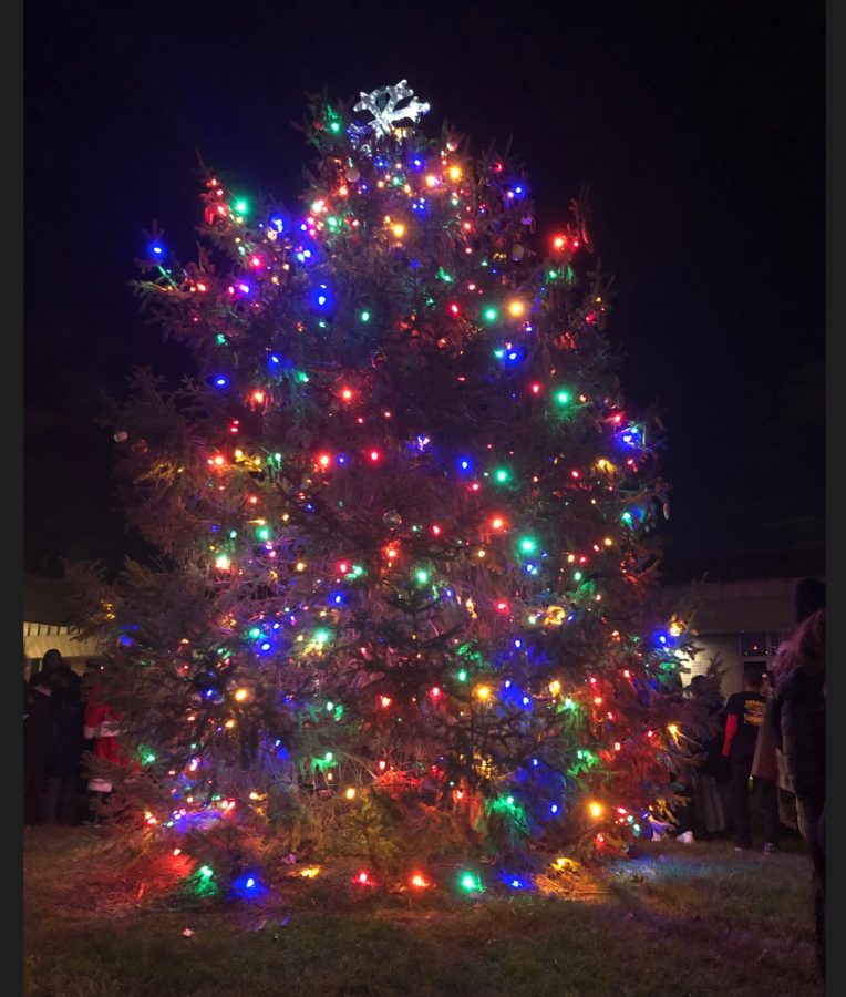 The Piscataway Township Christmas Tree, illuminated on its first night of light of 2021.