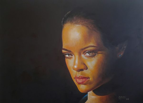Oil portrait painting of Rihanna by Rajasekharan Licensed under Creative Commons 4.0