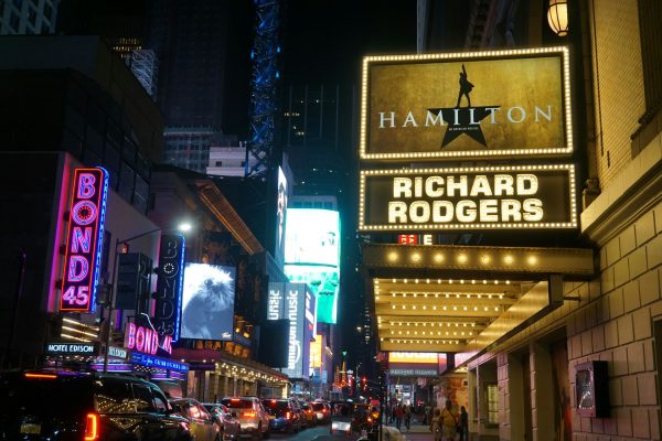 Hamilton marquee on Broadway