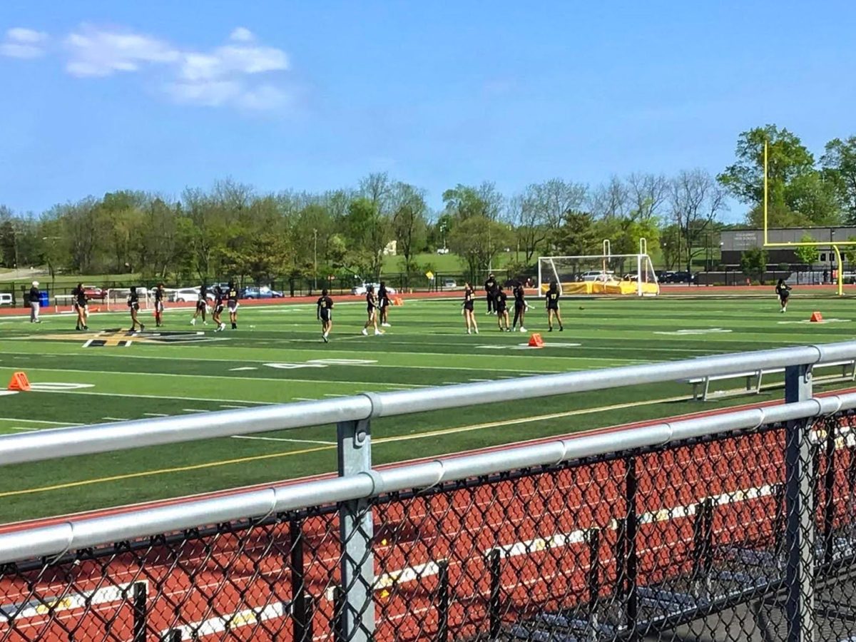 Piscataway High School Flag Football team warming up before their game vs Colonia 5/1/2025